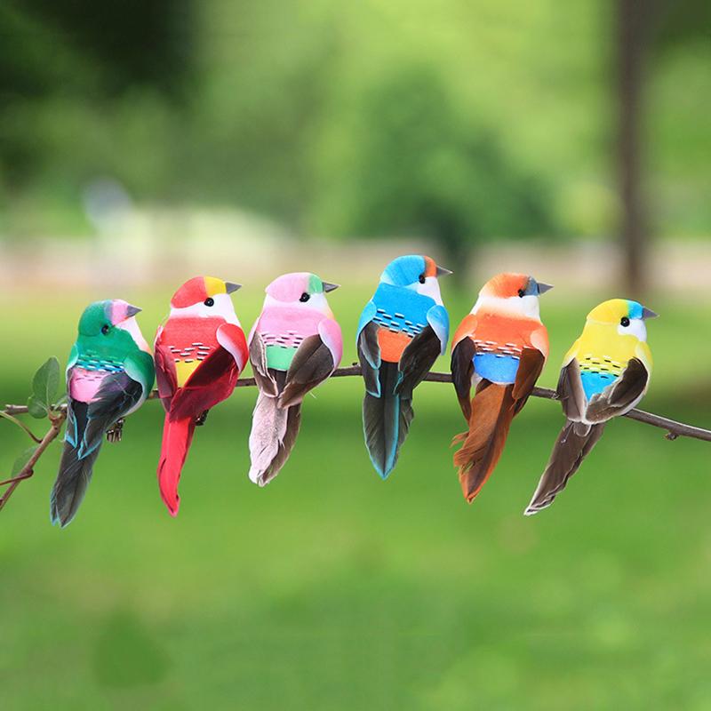 6 Stück Realistische Simulierte Vogeldekoration Mit Natürlichen Federn Und Lebendigen Farben Perfekt Für Garten Hof Haus Party Dekoration Schmuckstück