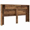 Headboard with LED Lighting and Storage Space Reclaimed Wood Look Wood Based Material