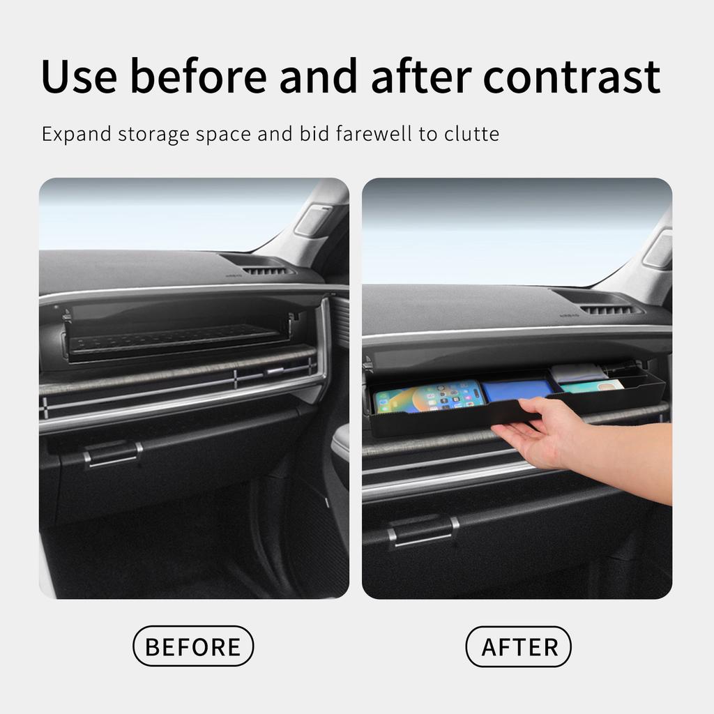 Für Hyundai Santa Fe 2025 2025 TPE Beifahrer-Stauraumschublade Ablage Organizer Auto-Innenzubehör Schwarz