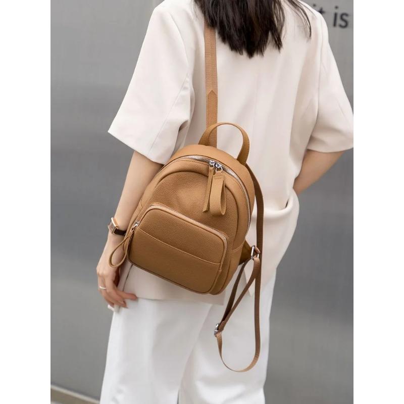 Genuine Leather Cowhide Women Backpack Shoulder Bag Female Simple Commuter Travel Schoolbag Daily Women Backpack Handbag