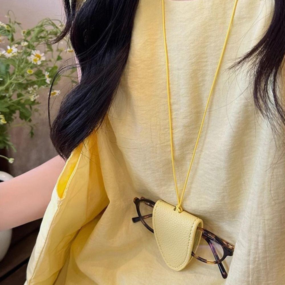 Anti-lost Pu Leather Magnetic Glasses Clip Leopard Print Pendant Long Necklace Neck Hanging Eyeglass Clip Eyeglasses Storage Bag