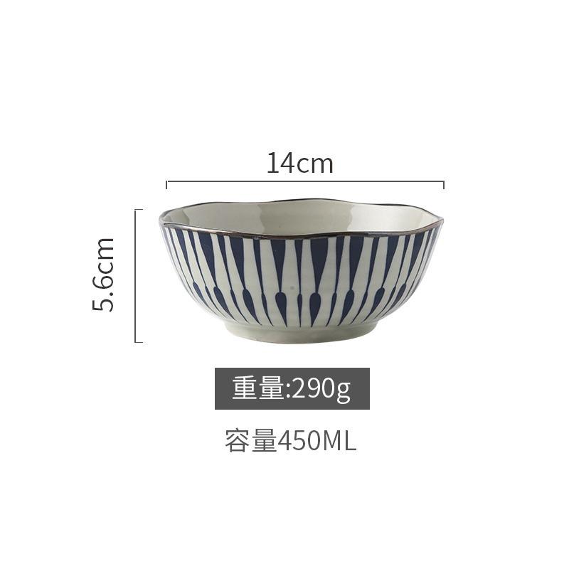 Japanese Style Ceramic Rice Bowl Set Noodle Bowl Household Lunch Rice Milk Oats Vegetable Fruit Breakfast Bowls Plate Tableware