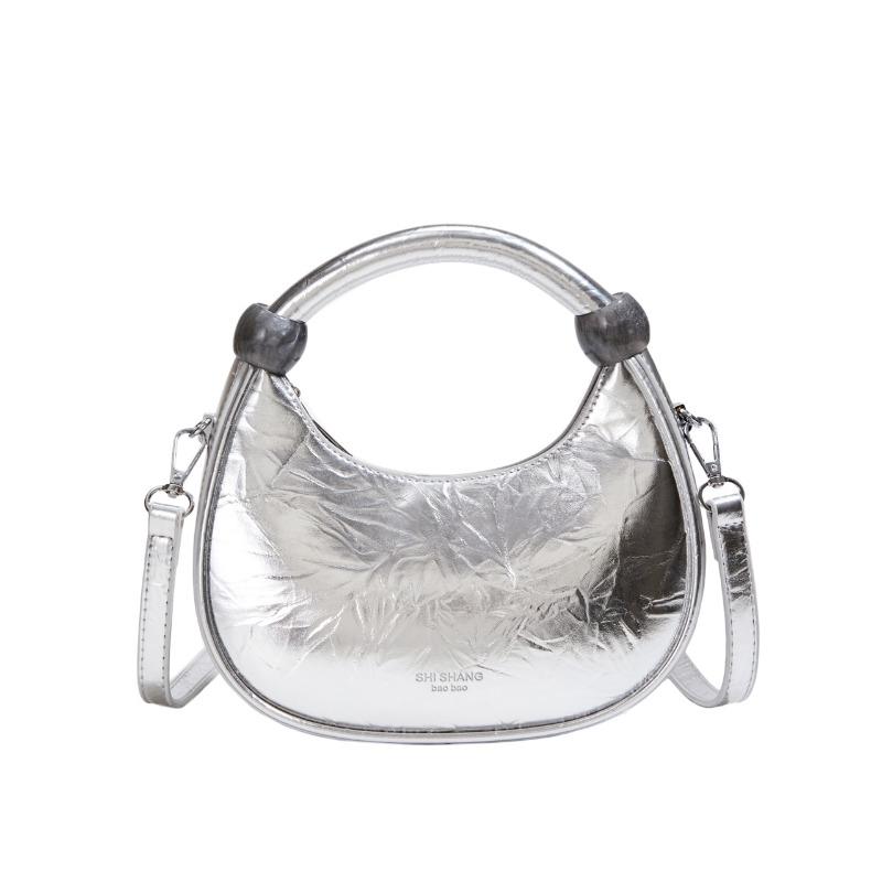 

Нишевый темперамент портативная маленькая сумка женская сумка новая модная модная сумка на плечо кроссбоди сумка-пельмень серебряный