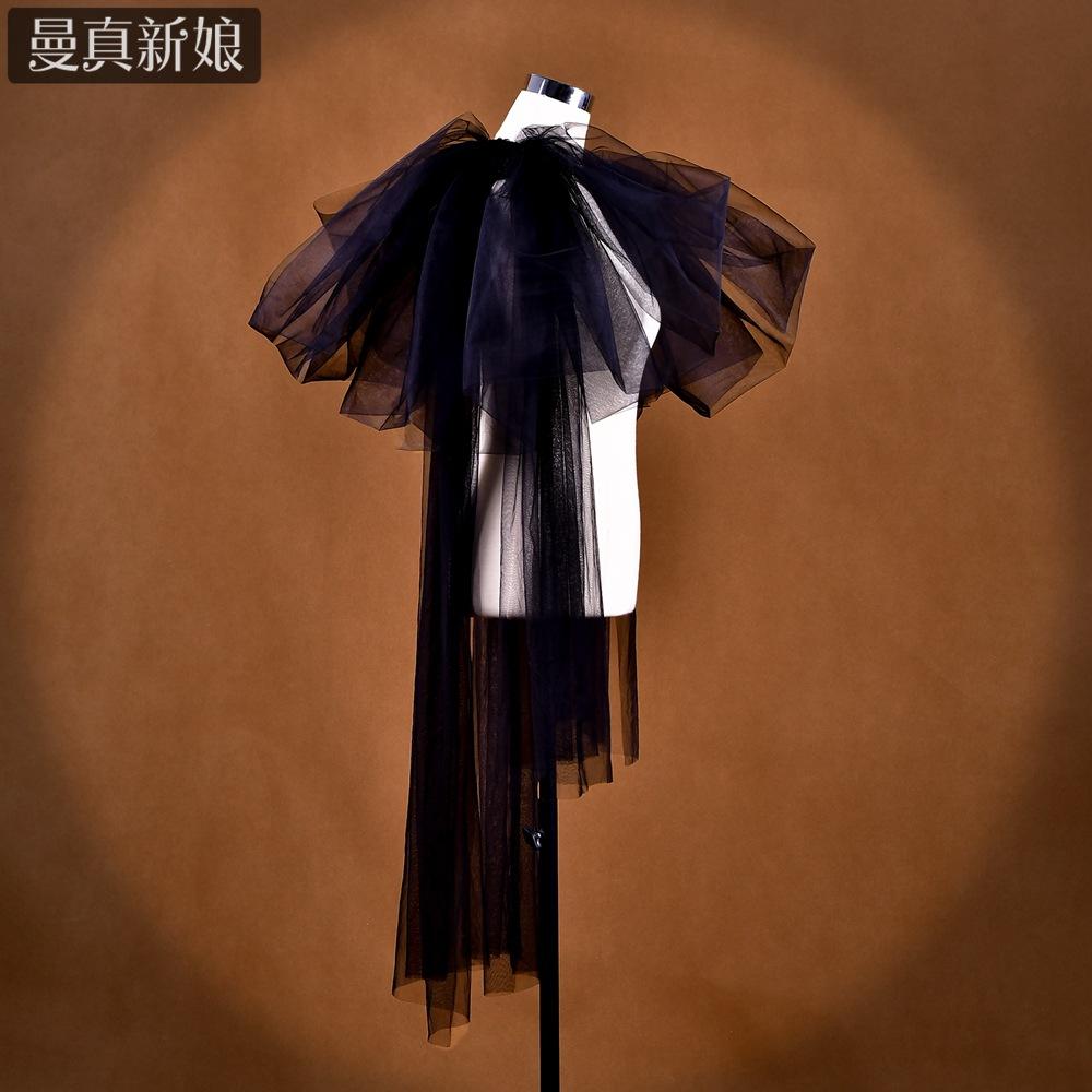 Detachable Big Puffy Tulle Shoulder Cuffs Long Streamer Floating Arm Sleeves Off Shoulder Bridal Accessory For Spaghetti Strap Wedding Gown Photoshoot