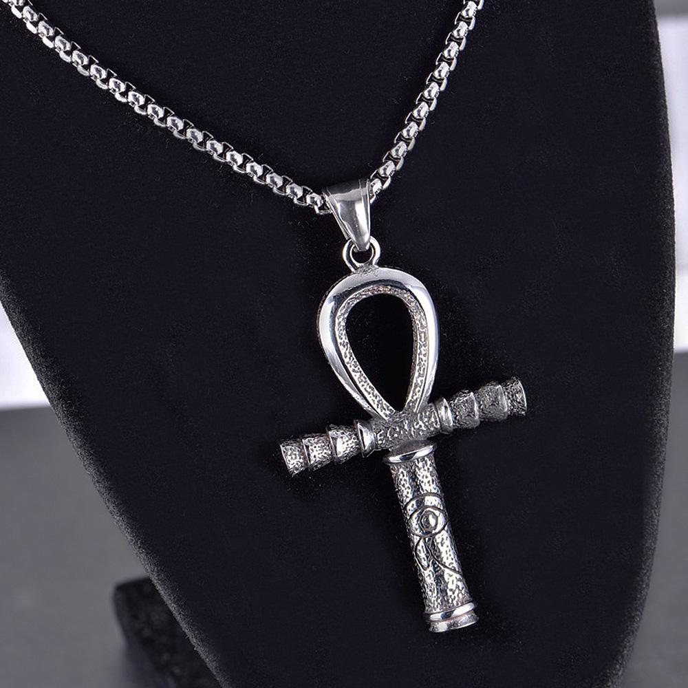 Vintage Egyptian Patron Anubis Eye of Horus Cross Stainless Steel Necklace Pendant Men's Dominic Toretto Cross Necklace Jewelry