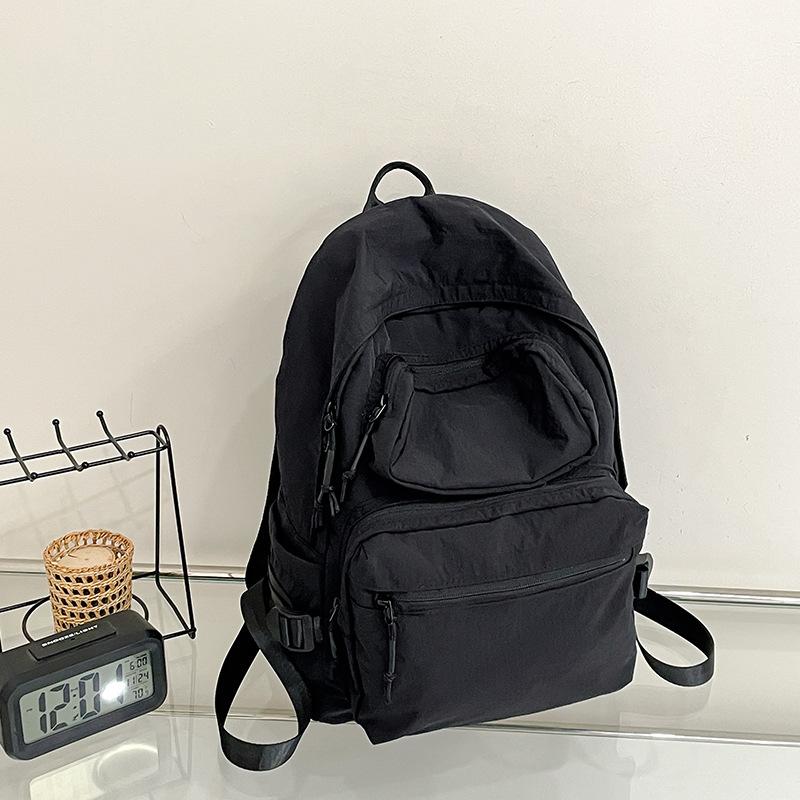 Schoolbag short trip backpack female junior high school high school college student schoolbag male solid color large capacity computer backpack 
