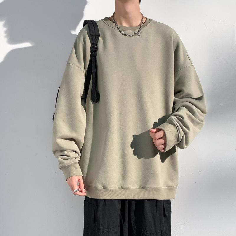 

Мужской свитер с длинным рукавом Свободный и универсальный Повседневный пуловер с круглым вырезом Базовая футболка Однотонный Для мальчиков На одежду 3XL