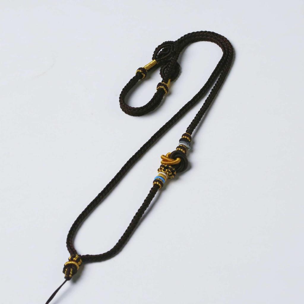 Kiyuan Handmade High-End Amber Buddha Head Pendant Necklace Cord