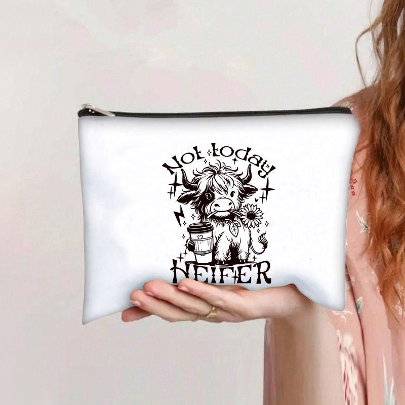Hot-selling printed highland cow cosmetic bag, data cable storage bag, dedicated for portable large-capacity toiletry bag sf-108