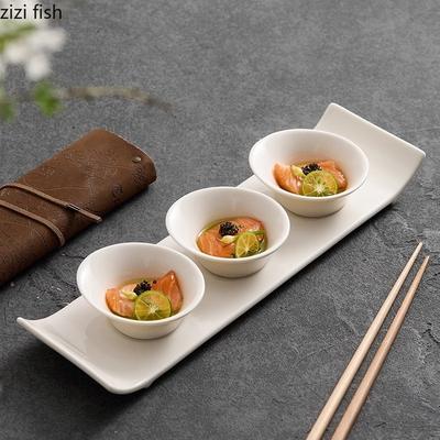 Weißes Snackteller-Set aus Keramik mit abgeschrägten Kanten, Vorspeisenteller, Snackteller, Dessertteller, Molekularküche, kreatives Geschirr