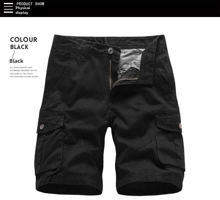 Men's Summer Embroidered Straight-Leg Workwear Shorts - Breathable Loose Fit, Plus Size