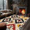 Southwestern Aztec Star Print Area Rug, Turquoise & Orange Tribal Design Non-Slip Floor Mat for Living Room Bedroom Home Decor