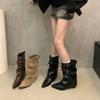 American Spice Girls Belt Buckle Pants Boots Short Boots Women's Boots 2025 Early Autumn New Niche Design Short Boots Western Boots