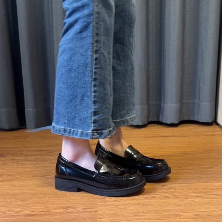 

Uniform shoes small leather shoes thick heel thick sole summer soft sole JK black single shoes women s shoes 40 коричневий