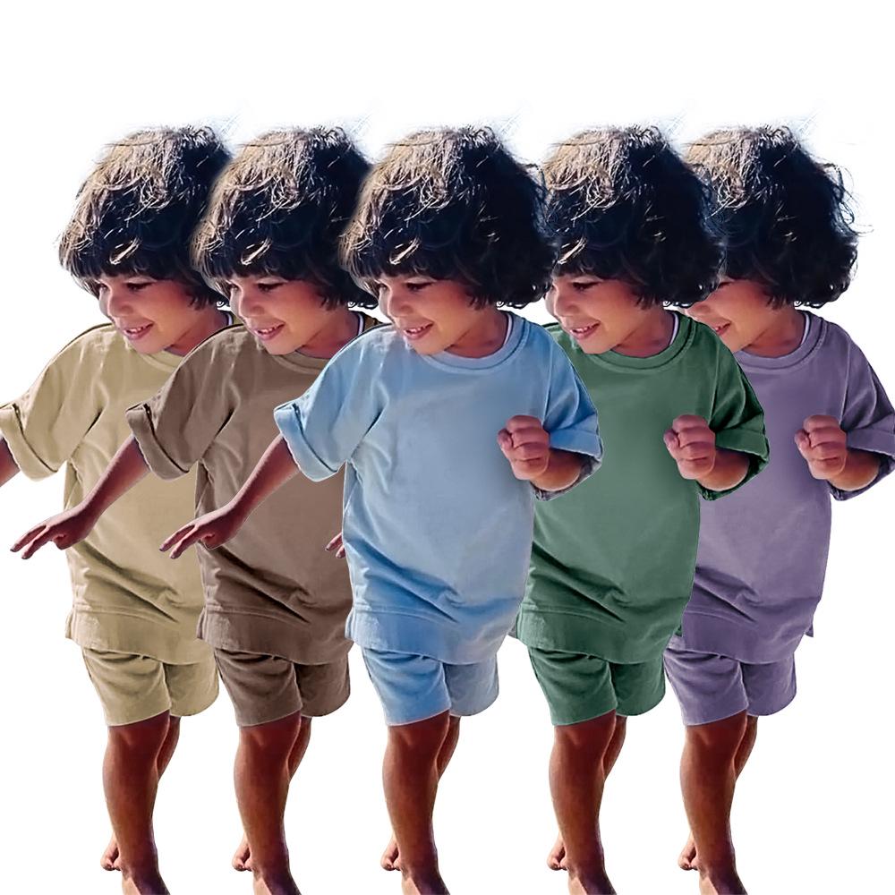 Boys' Summer 2025 Handsome Short-Sleeve Sportswear Set - Two-Piece