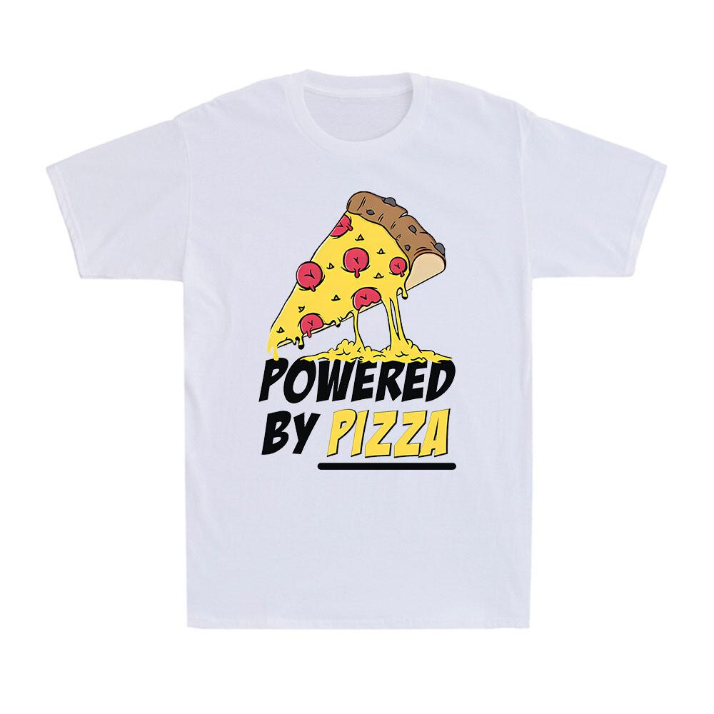Powered by Pizza Funny Gift Pizza Lover Vegetarian Gift Men s Cotton T-Shirt S