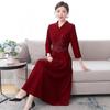 Wine Red Spring 2023 Elegant Wedding Banquet Dress for Middle-aged Mothers