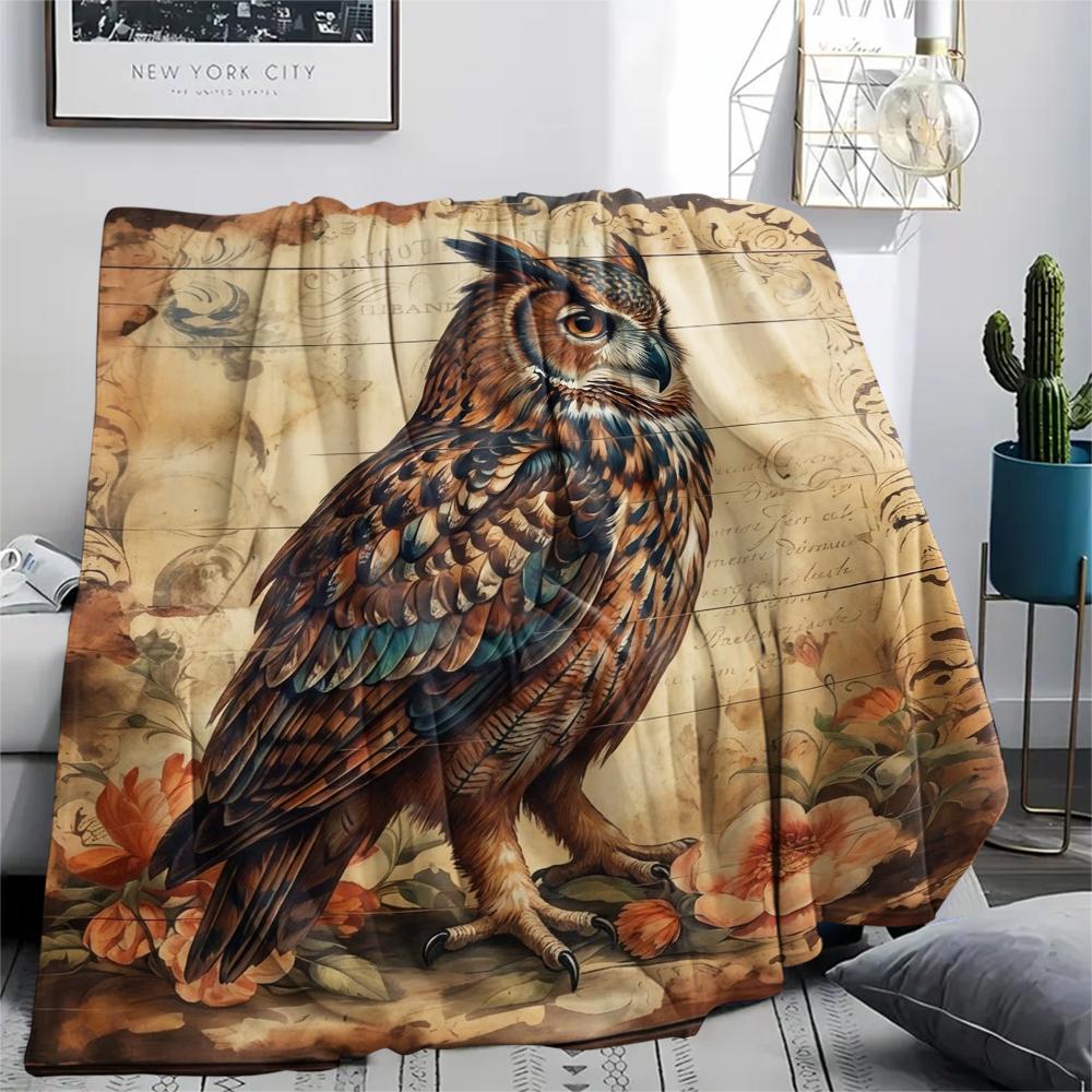 1PC Retro Floral Animal Print Flannel Blanket, High Quality All Seasons, Home Decor, Warmth and Comfort, Perfect for Christmas Gifts