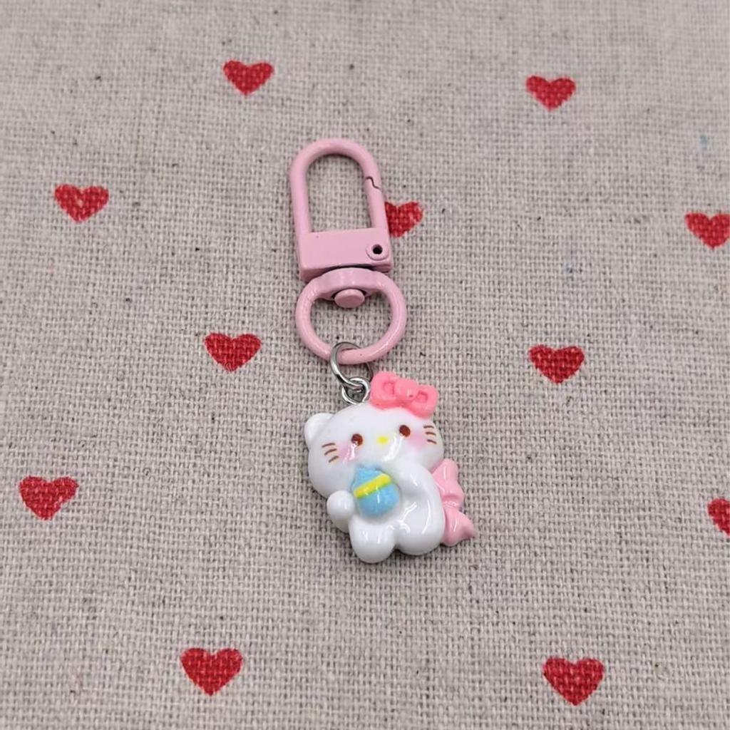 Versatile Cute Cartoon Cat Resin Pendant Backpack Charm for Students and Kids Keychain