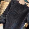Women's Autumn & Winter Lazy Style Starry Shimmer Thickened Crew Neck Sweater Heavyweight Loose Knit Base Layer Top
