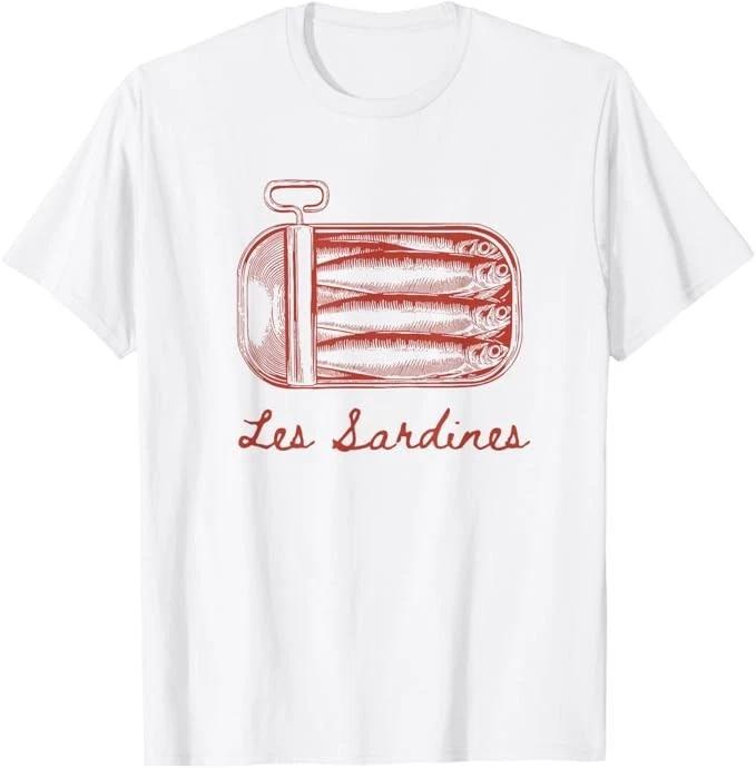 Les Sardines Fisherman Aesthetic Coastal Sardine Fish T-Shirt S