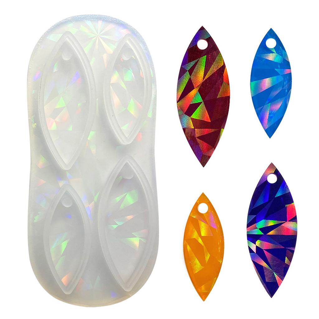 Holographic Keychain Silicone Mold Pendant Charms Mold Leaf Epoxy Resin Casting Mold for DIY Crafts Jewelry Making