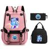 Animation Cartoon Printing Student Schoolbag Three-Piece Set Campus Trend Men And Women Versatile Casual Backpack Large Capacity
