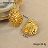 GEMCHIC Women's Gold Shell Earrings Vintage Pearl Studs Beach Vacation Jewelry Stainless Steel Statement Accessories
