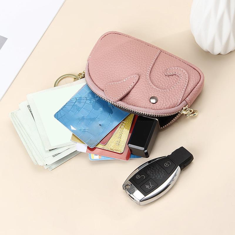 Damen Kleine Geldbörse PU-Leder Elefant Kartenhalter Niedliche Mini-Geldbörse Tasche Hängender Anhänger für