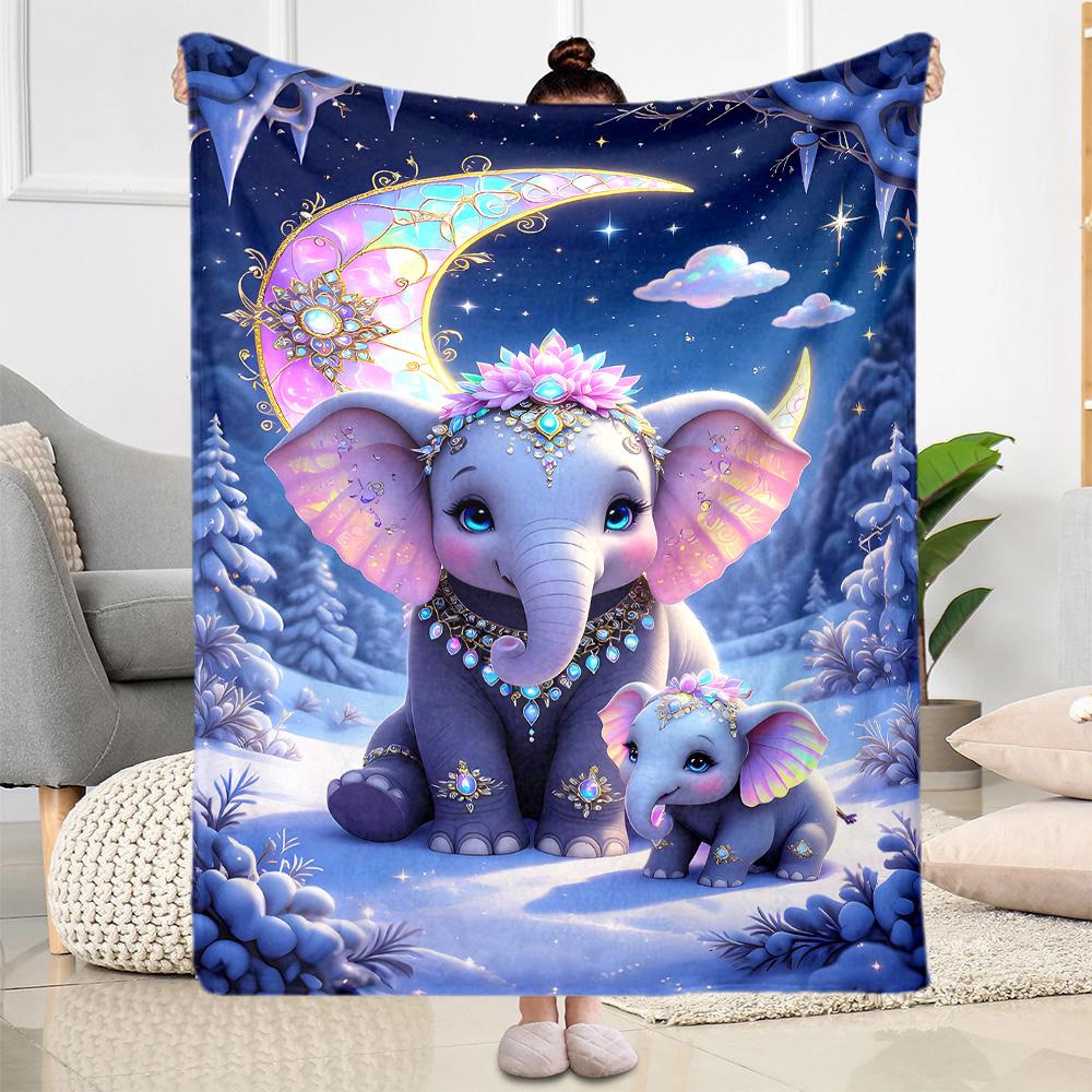Colorful Elephant Garden Blanket Suitable for Offices, Travel, Living Rooms Also a Good Gift for Friends and Family Suitable for All Seasons.