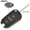 Jingyuqin Flip Remote Car Key 433MHz 4A HITAG AES Chip For Peugeot Expert 308 3008 2016+ Citroen C4 Cactus 2014- HU83 3 Buttons