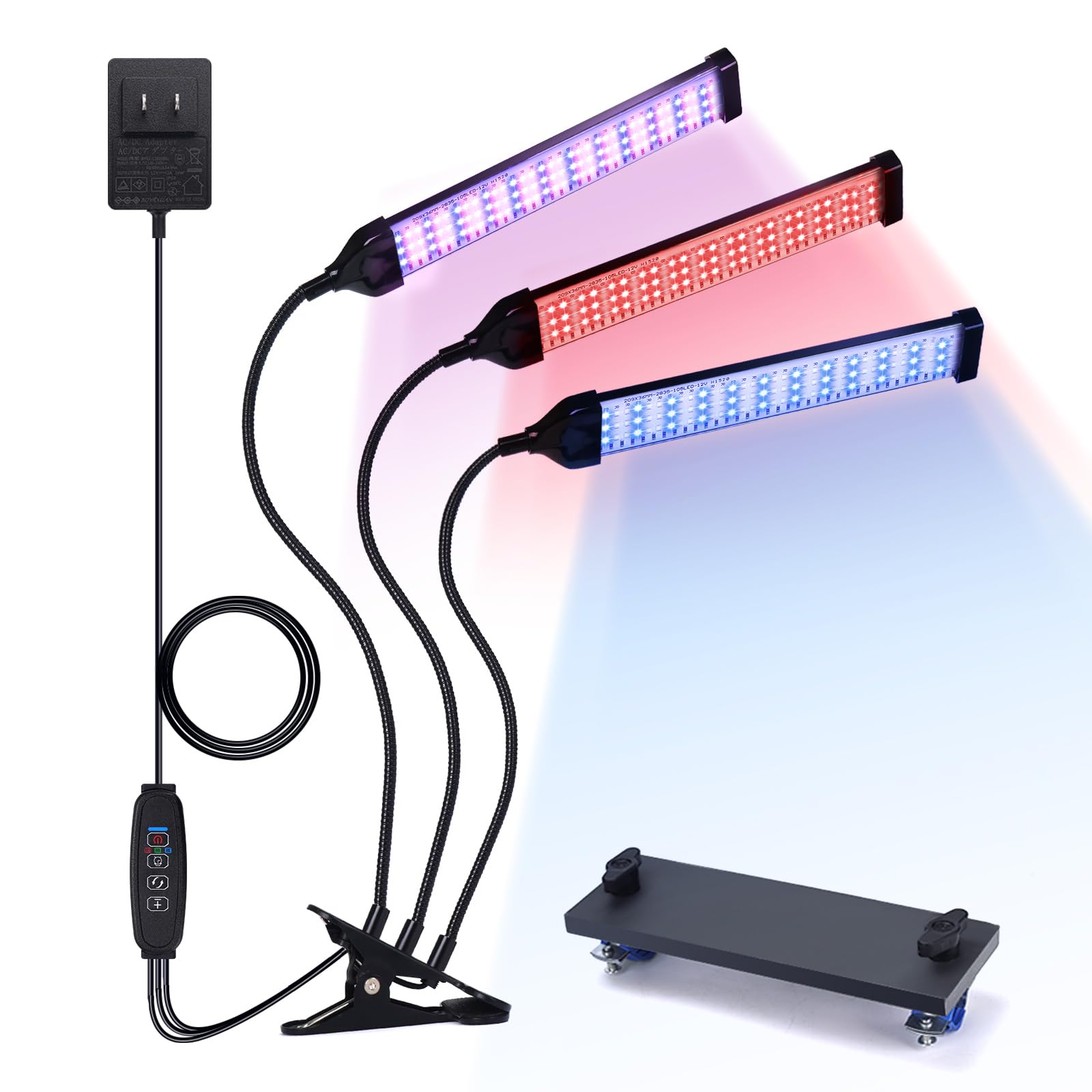 

LAPOND LED Plant Grow Light for Indoor Hydroponic Cultivation, 30W, 3 Headlights, 360° Adjustable, Three Lighting Modes, Timer, for Hydroponic Cultiva