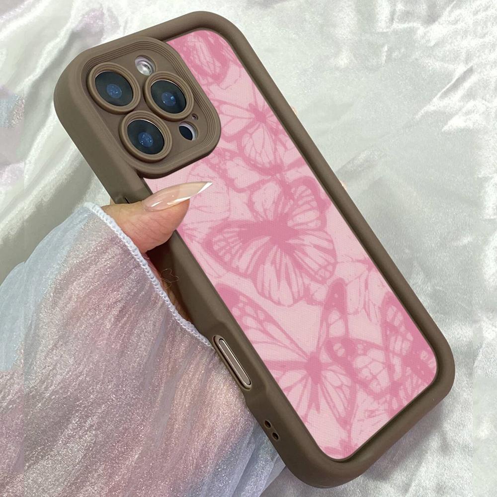 JT8 Aesthetic Pink Butterfly Phone for for iPhone 17 16 Pro Max Samsung S26 S25 Ultra A17 A26 A07 Xiaomi Redmi Note 14 Pro Plus Soft TPU Case Cover