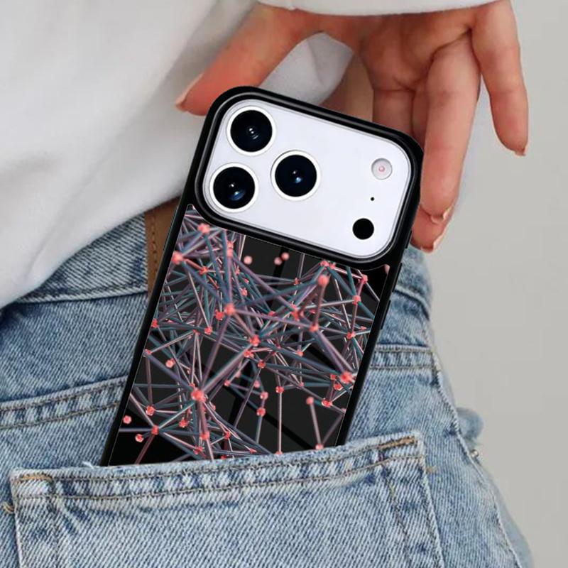 Digital Network Web Structure Phone Case for iPhone 16e 15 14 13 12 17 Pro Max Plus Air 17pro Cover Coque