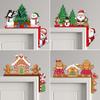 Christmas Door Corner Decoration Topper, Wooden Sign, Santa Snowman Gingerbread Frame Art Man Decor for Home Holiday Party Tree Sign