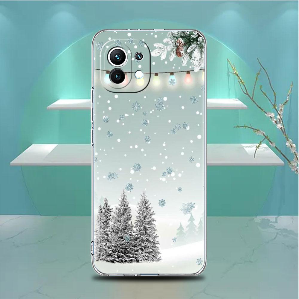 Snowflake Snow Christmas Clear Case For Xiaomi Mi Poco X3 NFC M3 Pro F3 F1 11 Lite 12 Note 10 11T 9T Transparent Phone Cover
