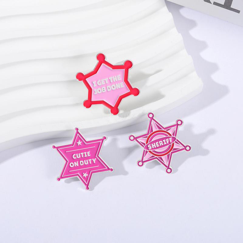 Cutie On Duty Enamel Pins Pink Shriff I Got The Job Done Brooches Lapel Badges Cowboy Game Jewelry Gift for Friends