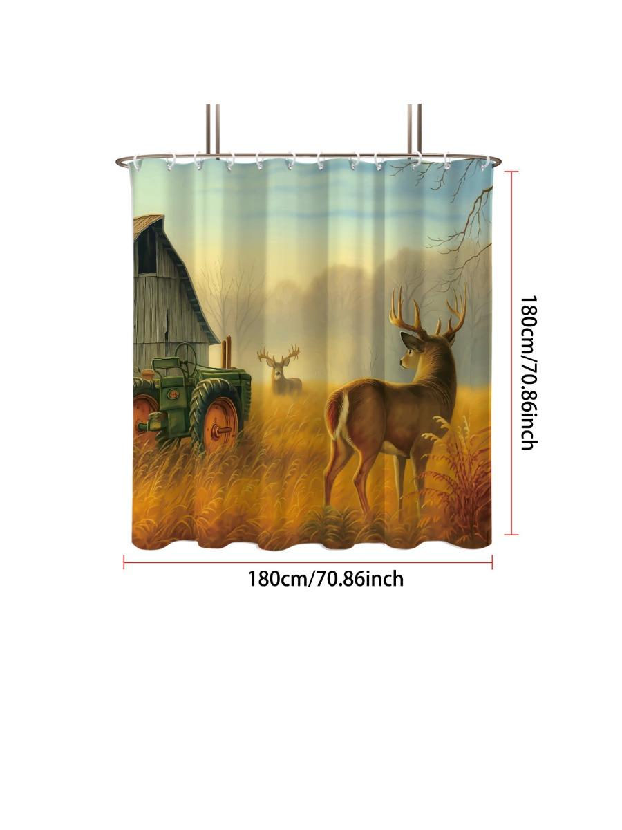 

1Pc Farm Elk Printed Waterproof Shower Curtain Bathroom Partition Curtain Protection Privacy Multi Sized Easy Installation 120*180cm