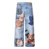 69818 American Vintage Unisex Washed 3D Cartoon Print High Street Loose Wide Leg Jeans