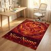 Dragon Phoenix Theme Crystal Velvet Rug Personalized Custom Name Text Soft Floor Mat Home Decor