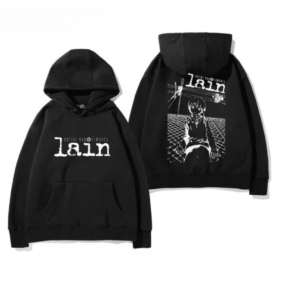 Serial Experiments Lain Funny Hoodie Hip Hop Graphic Sweatshirt Poleron Hombre Streetwear Harajuku Tracksuit Oversized Clothes