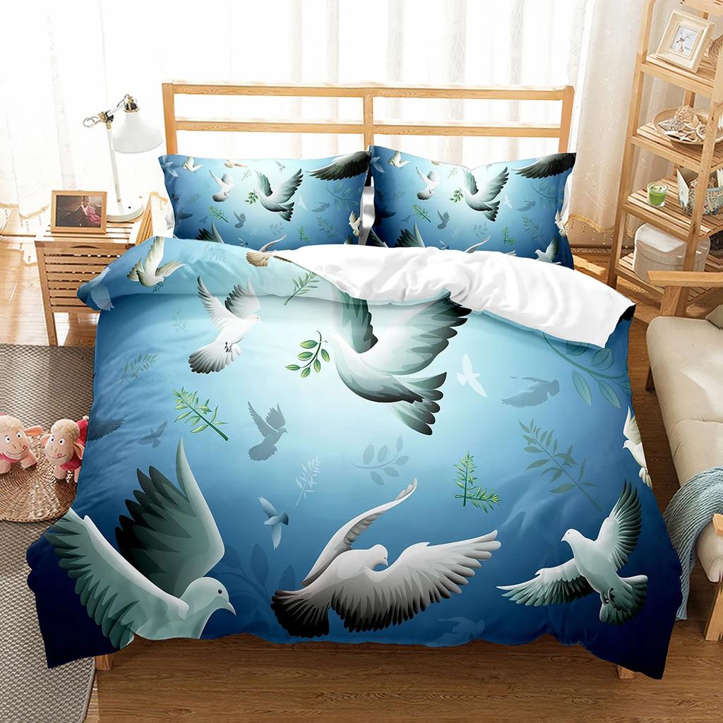 Comforter Cute Birds Wild Animals Pattern Polyester Comforter With For Men Women Bedding Set King Size