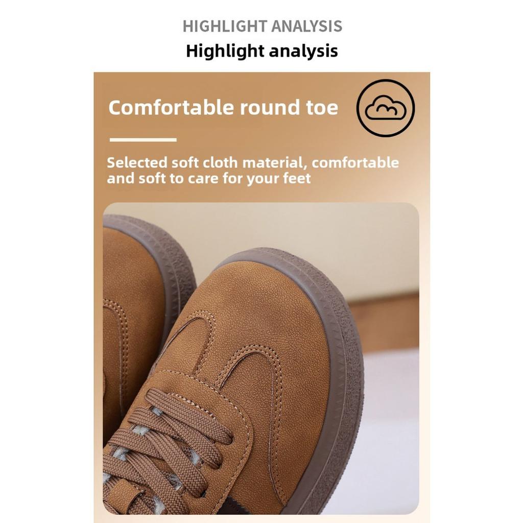 Velvet Sponge Cake German Training Women's Shoes Thick Soled Board Shoes Versatile Women's Cotton Shoes Retro Sports Casual Warm Shoes Children