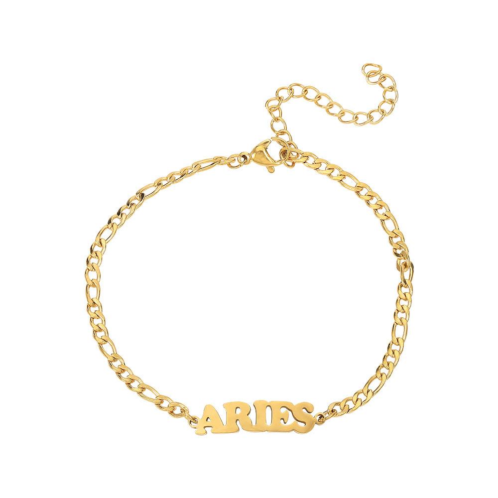 Stainless steel twelve zodiac sign letters beach bracelet ankle chain personalized bracelet