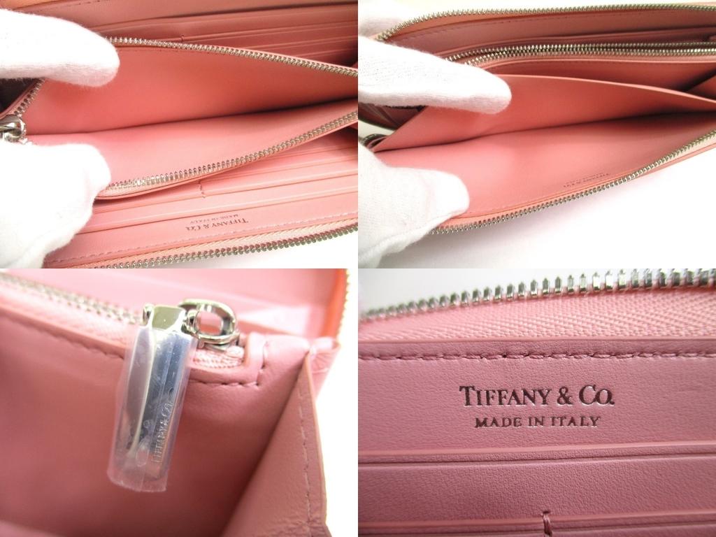 Authentisches Tiffany & Co.. Return to Tiffany Rosa Leder Große Reißverschluss-Geldbörse #a579 Geöffnete Schachtel