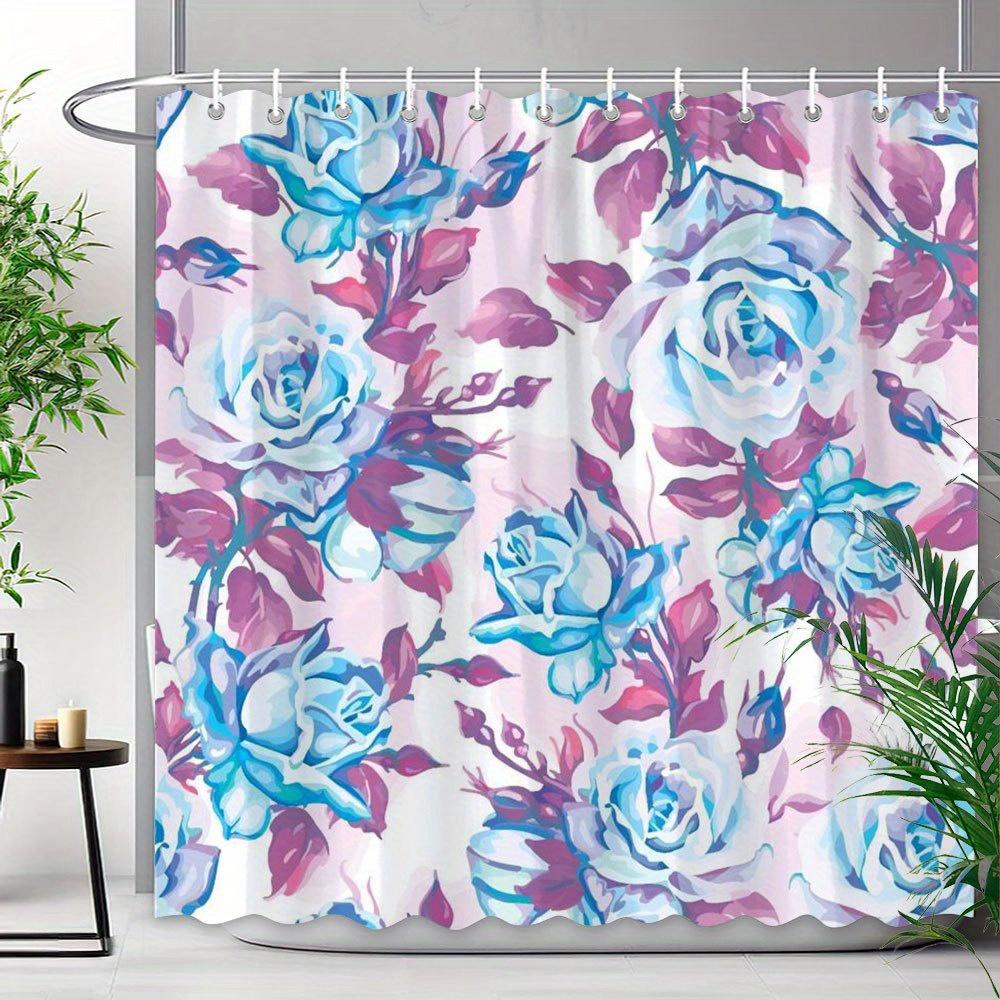 Элегантная шторка для душа с розами: Окунитесь в яркий цветочный дизайн, мягкую ткань и романтическую атмосферу для вашей сказочной ванной комнаты W90XH180cm