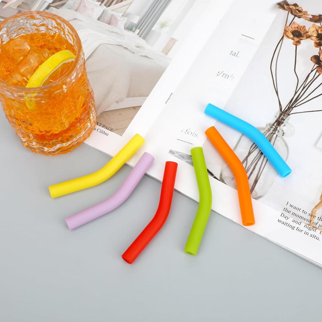 8PCS Silicone Straw Tips, 5/16 IN Wide(8mm Outer Diameter) Food Grade Rubber Straw Covers, Flex Elbow Silicone Straw Covers, Reble Tips for 1/3 Inch