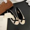 2025 new autumn and winter mink fluff bow fluff gentle flat bottom shallow mouth Mary Jane commuter OL women's shoes