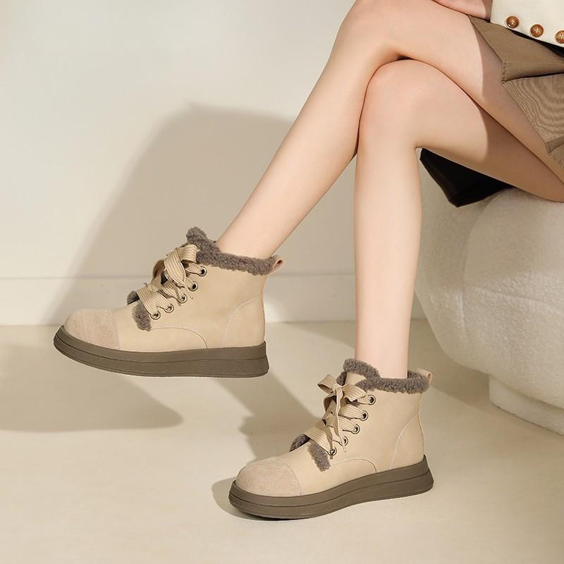 

Женская обувь, женские осенне-зимние плюшевые ботинки на шнуровке, модные ботинки на платформе 40 абрикосовый