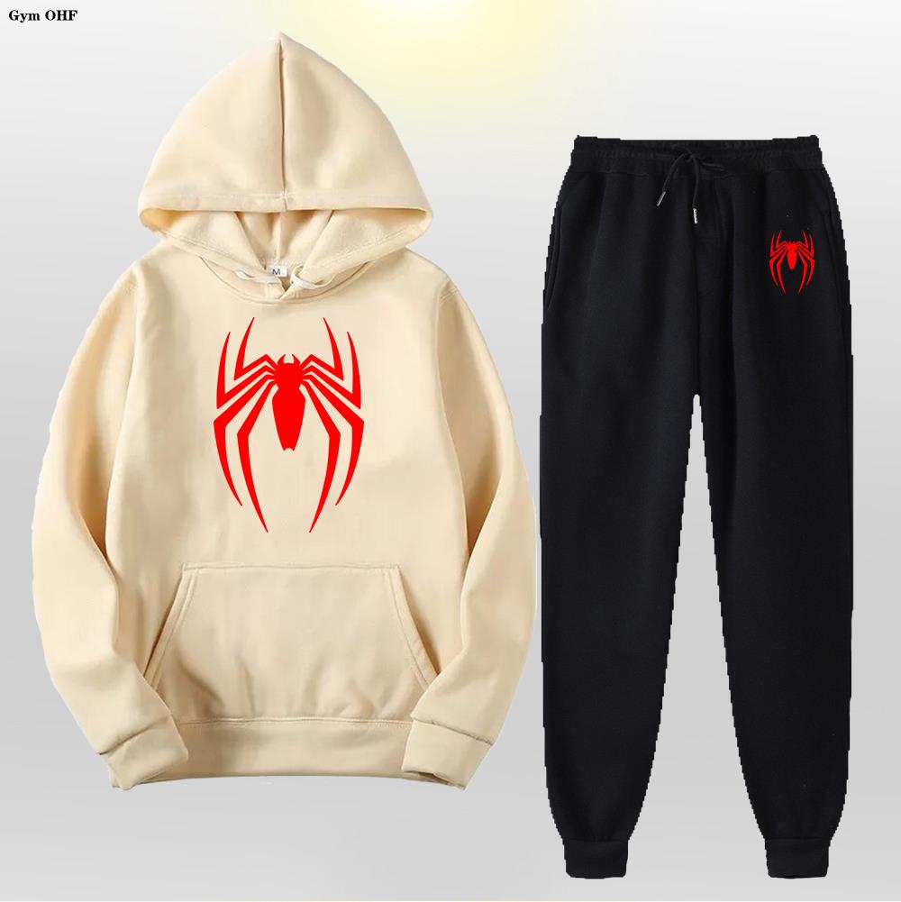 Women Men's Tracksuit Spider 2 Pieces Set Sweatshirt + Sweatpants Sportswear Hoody Casual Streetwear Men Clothing Hoodies Suit